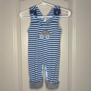 Maib amb Striped Baby Overall Romper with Car Appliqué 3m